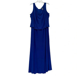 Alex Evenings Sleeveless Sequin Maxi Dress Gown Size 22W Navy Blue Formal MOTB